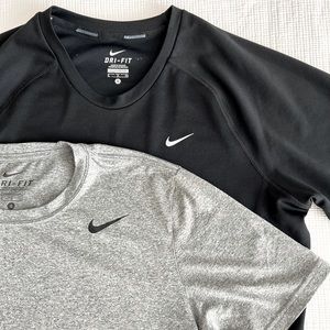 Nike Men’s Dri-Fit short sleeved crew neck top in Black (grey top not available)